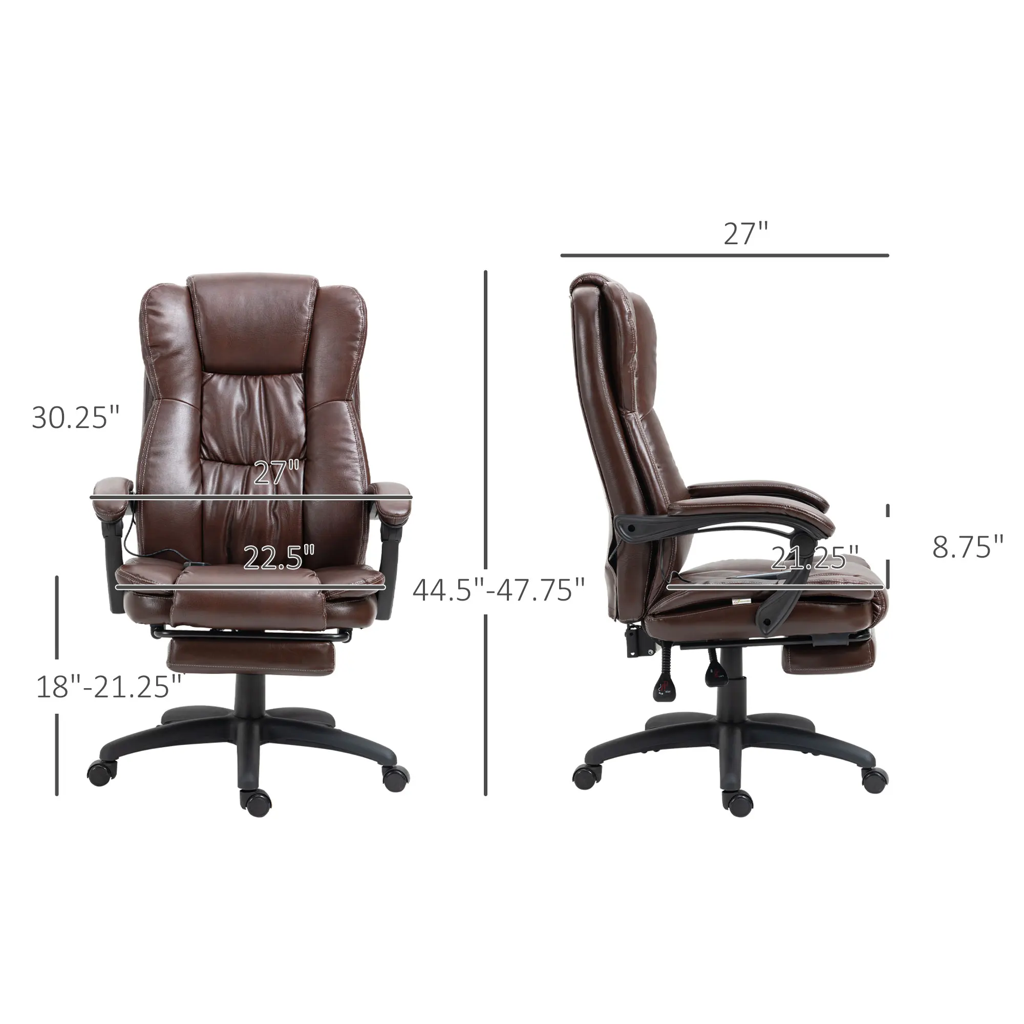 Ergonomic Massaging Vibrating Pu Leather Home Office Swivel Desk Rocking Chair