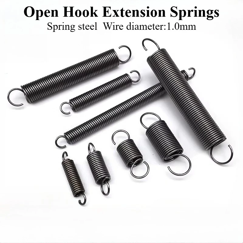 

Tension spring with hook, spring steel, small spring, wire diameter 1.0mm Outer Diameter10mm/12mm/15mm