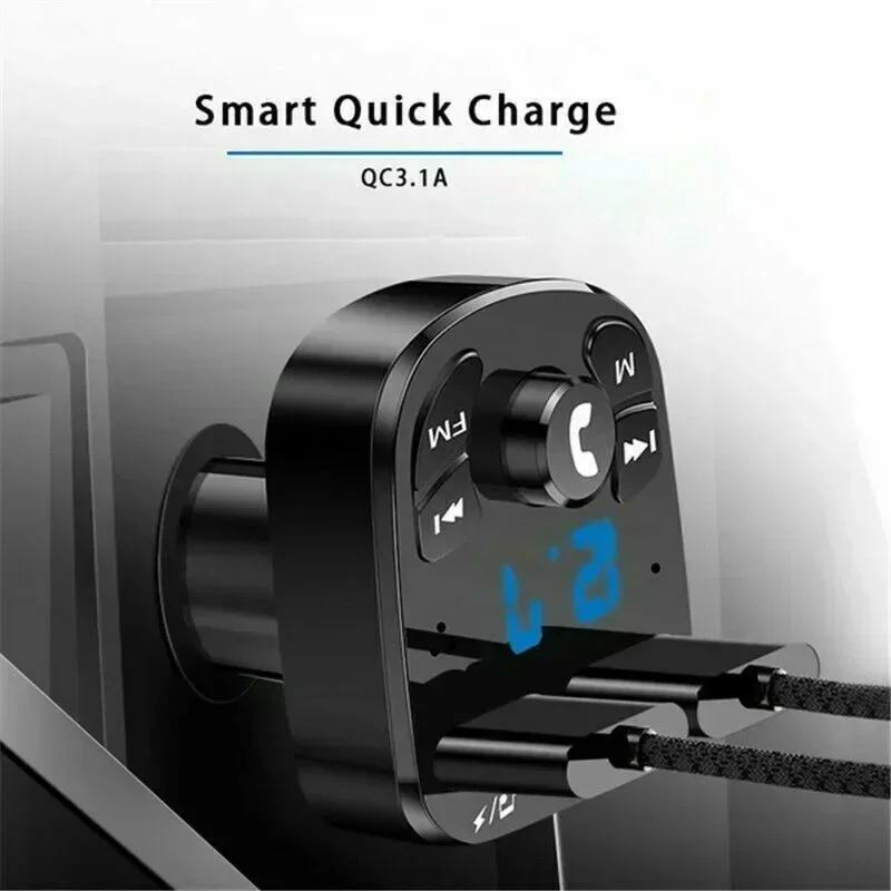 New Bluetooth 5.0 FM Car Transmitter – Wireless Hands-Free Audio & Dual USB Quick Charger