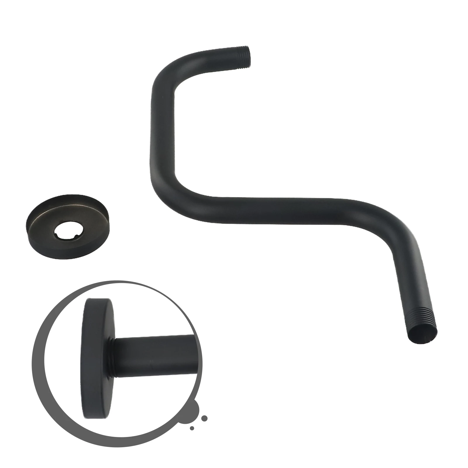 13inch Silver Shower Bracket With Flange Ceiling Mount Shower Head Extension Easy Installation  Resistant To Leaks