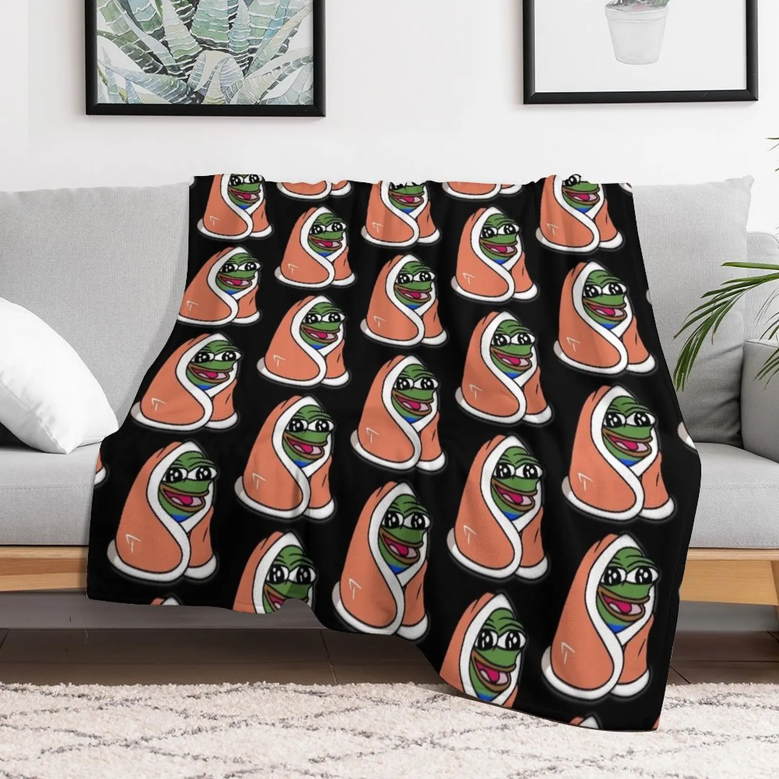 Peepo Blanket - pepeblanket pepega twitch discord frog Throw Blanket Hair blankets and throws heavy to sleep Blankets