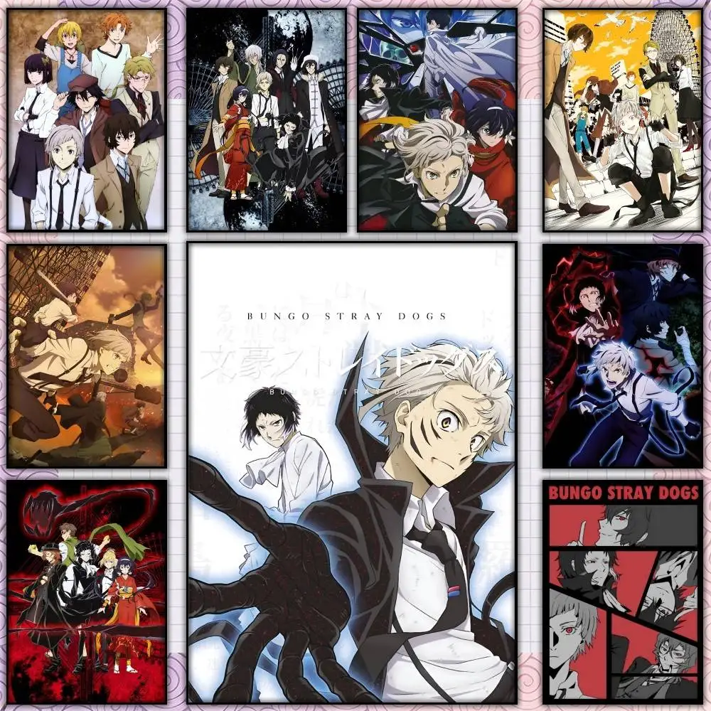 B-Bungo Stray D-Dogs Osamu Dazai Poster Self-adhesive Art Waterproof Paper Sticker Coffee House Bar Room Wall Decor