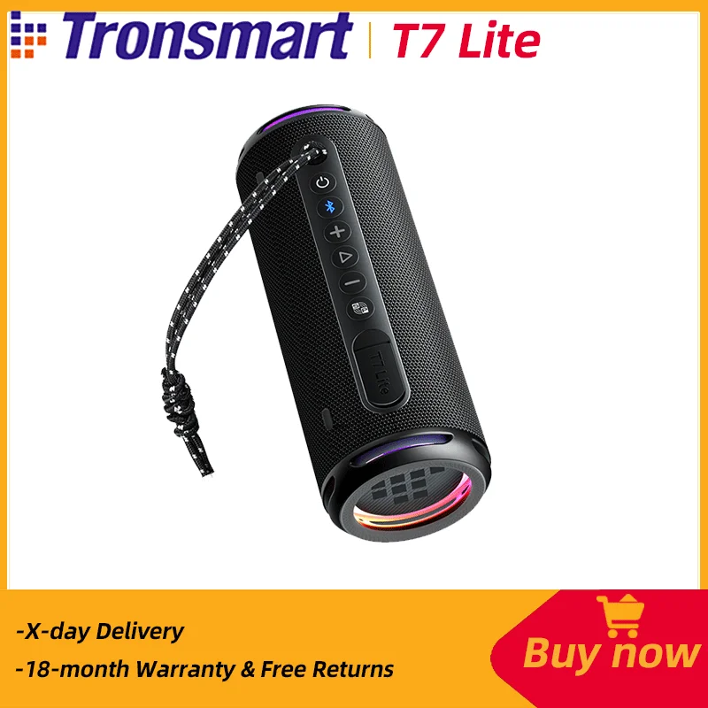 Tronsmart T7 Lite Speaker Portable Bluetooth Speaker with Enhanced Bass, Bluetooth 5.3, 24H Playtime, APP Control, for Camping