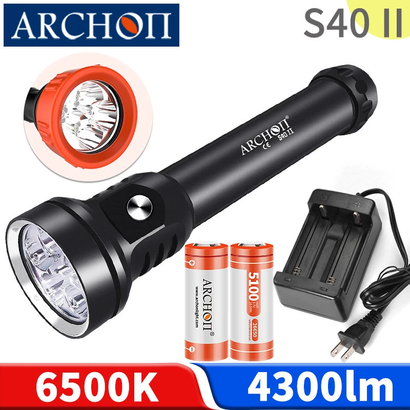 S40 II 5hours diving flashlight Spot & Astigmatism 4300lm diving torch Underwater 100m dive photoraphy light HD video fill light