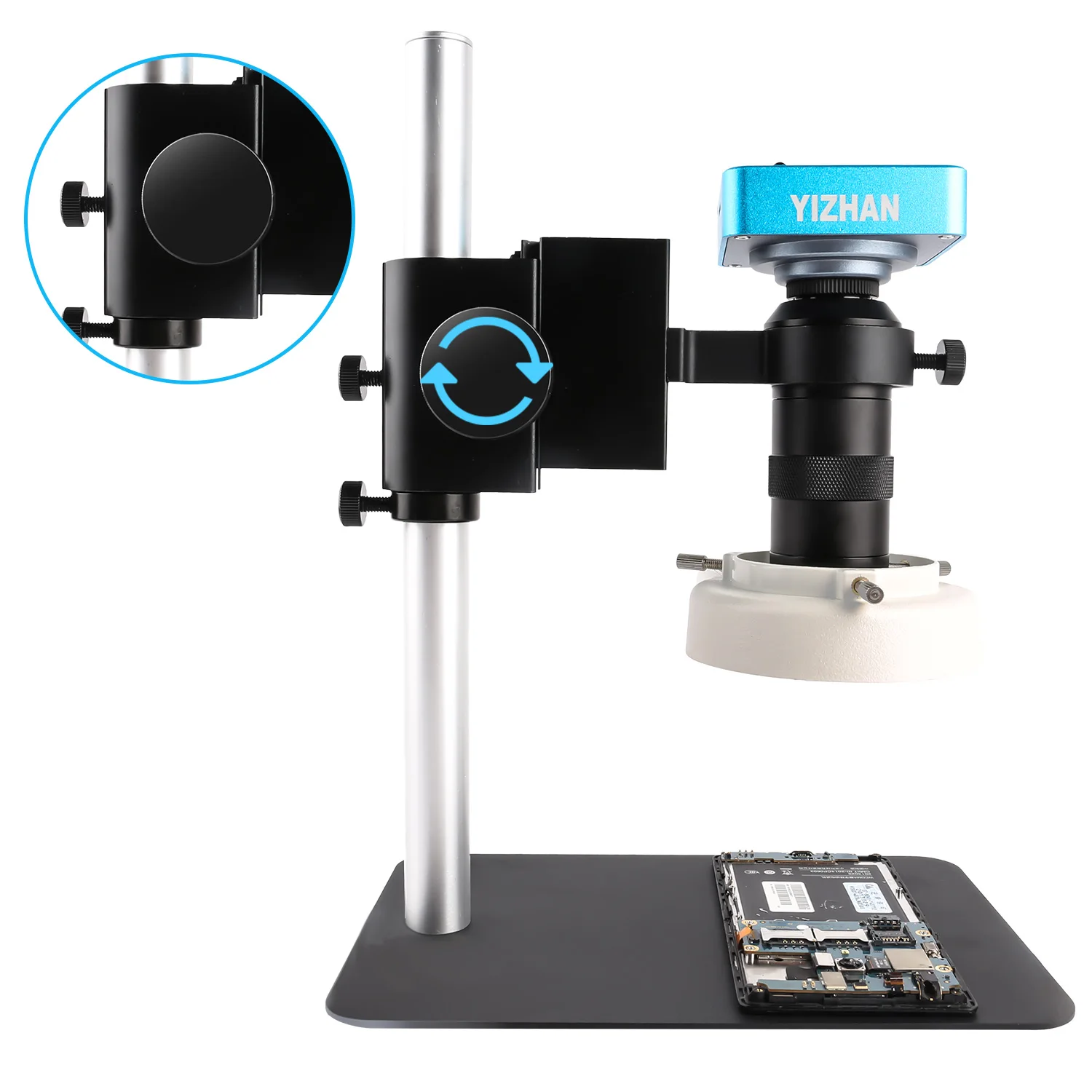 Imagem -03 - Hdmi Usb Industrial Câmera de Vídeo Digital Microscópio Zoom 130x C-mount Lens Led Ring Light para Reparação de Solda 48mp 38mp 4k 2k