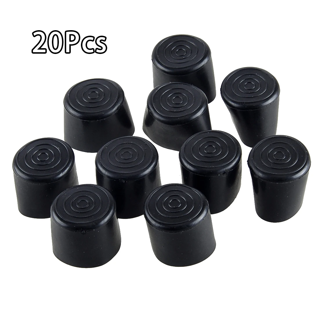 20pcs 25mm Round Table Chair Leg Cap Cover Furniture Feet Pad Mute Floor Protector Black PVC