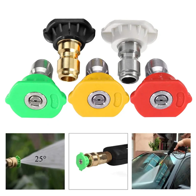5pcs 1/4 Inch Quick Connect High Pressure Washer Nozzle for Washer Gun Pressure Washing Device For Wash Cars Garden Cleaning