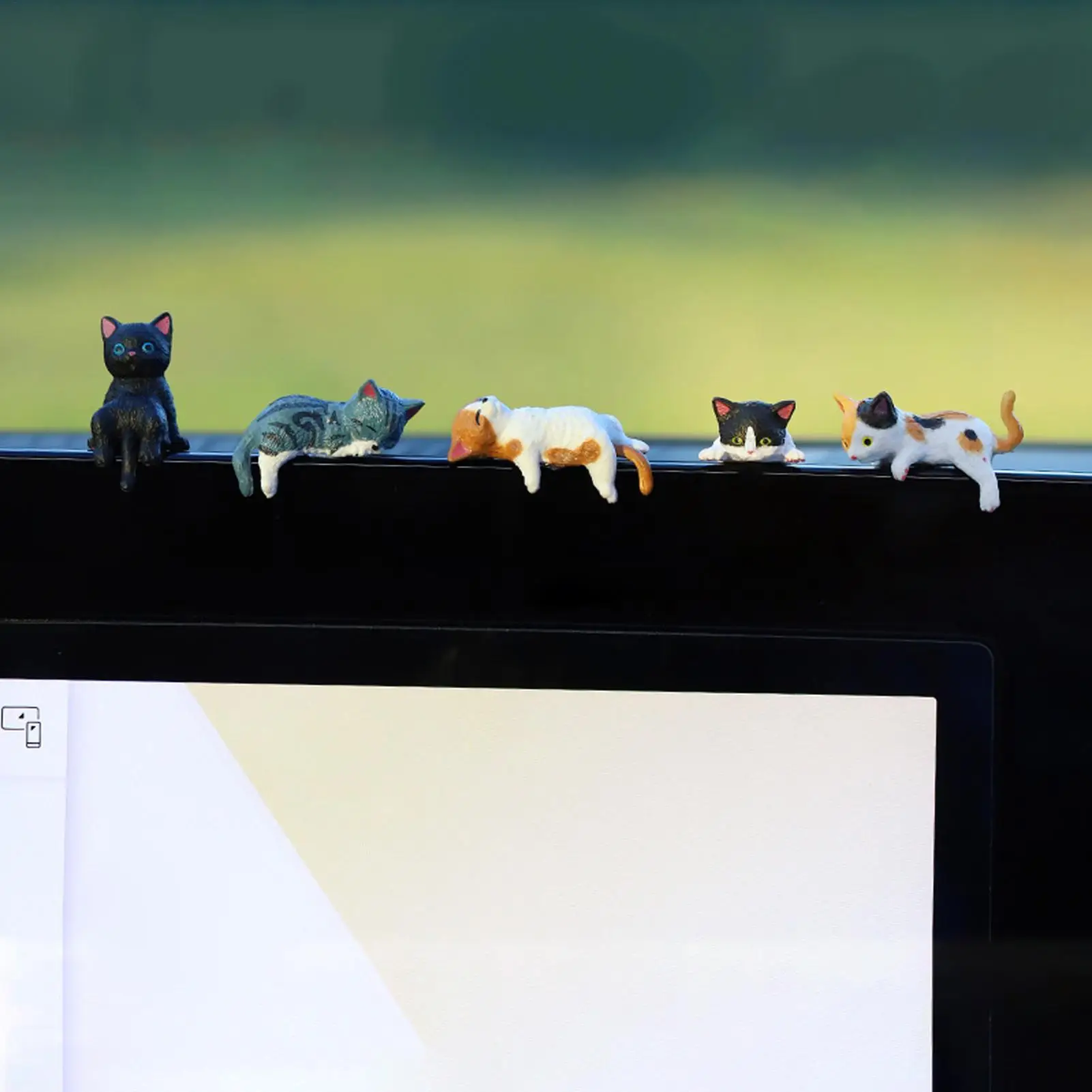 12Pcs Cute Kitten Decoration Creative Sleeping Cat Doll Home Ornaments Toys Cat Car Micros Landscape Decoration Adorable Gifts