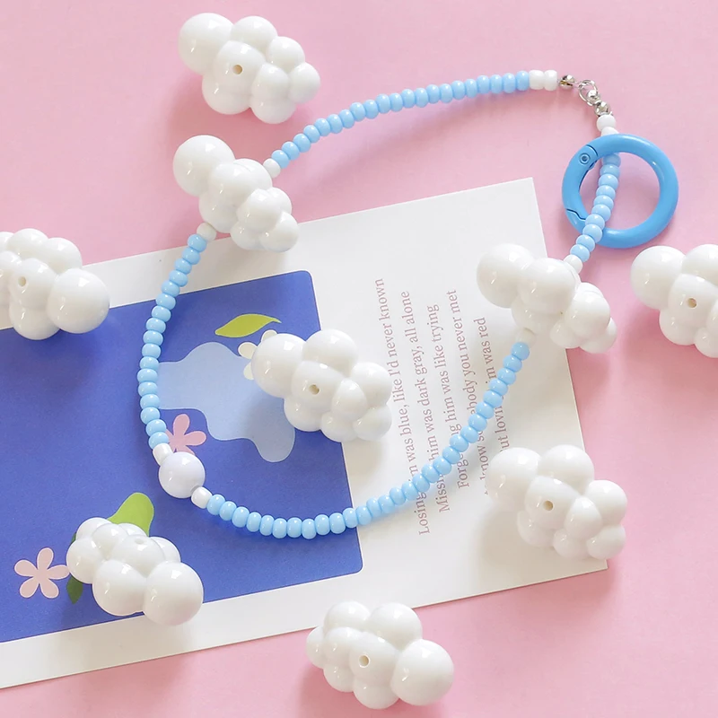 Cute ins cloud scattering beads diy mobile phone chain lisa the same plump white cloud jewelry material accessories