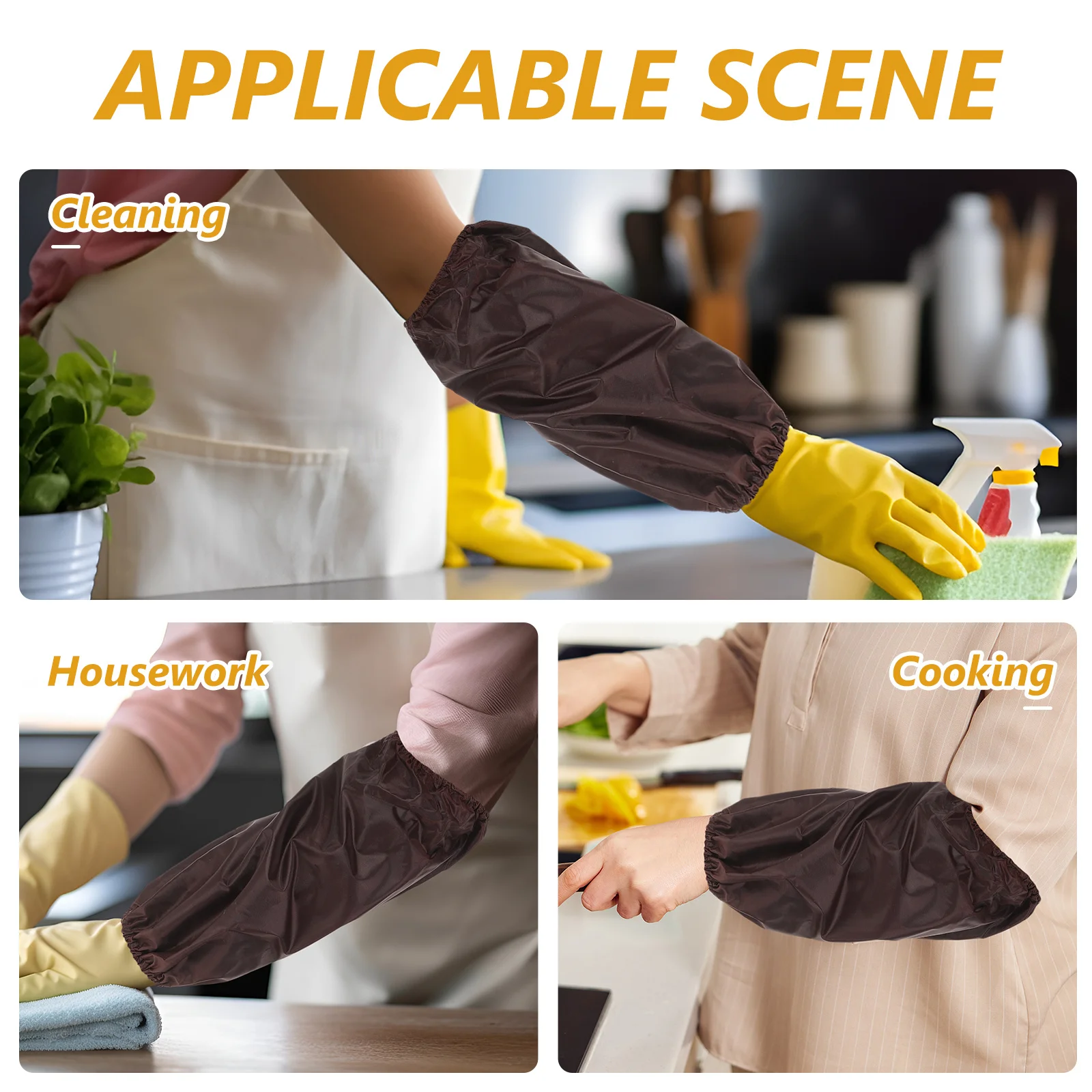 

2Pairs Waterproof Oilproof Arm Sleeve Covers Elastic Oversleeves Kitchen Protective Cover Cooking Sleeves Durable Reusable