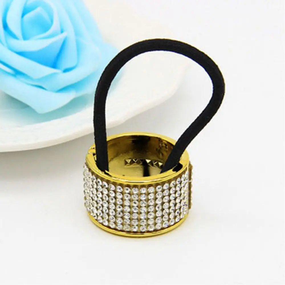 

Shining Rhinestone for Women Pearl High Elasticity Ponytail Holder Crystal Gum Hairband Buckle Hair Ring Cuffs Headwear