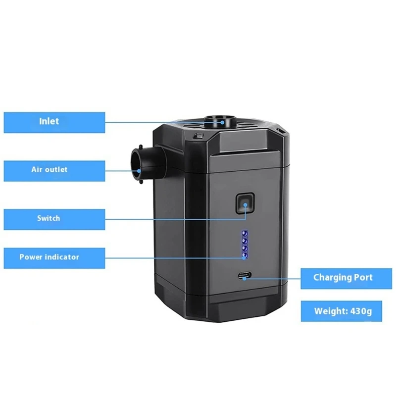 D8KE 5200MAH بطارية مضخات الهواء القابلة للشحن تؤدي إلى تضخيم خيام مراتب التخييم