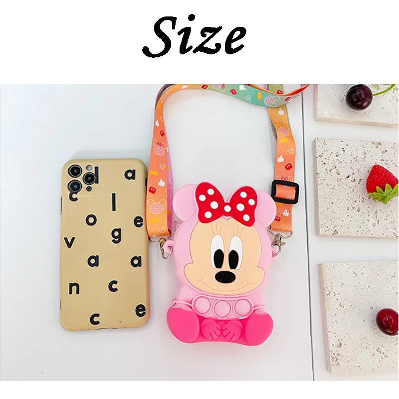 Disney Mickey Mouse Children\'s Silicone Satchel Bag Figure Cute Minnie Anime Coin Purse Girl kids Birthday Small Bag Toy Gift