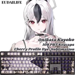 Onikata Kayoko 108 Keycaps Blue Archive PBT DYE Sublimation Light Transmitting Cherry Cross Axis Switch for Mechanical Keyboard