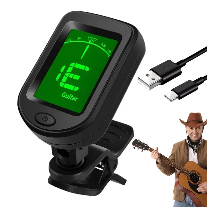 Clip On Guitar Tuner Rechargeable Tuner Clip On For Violin String Instrument Tuning Tool With Lcd Display For Beginners Players