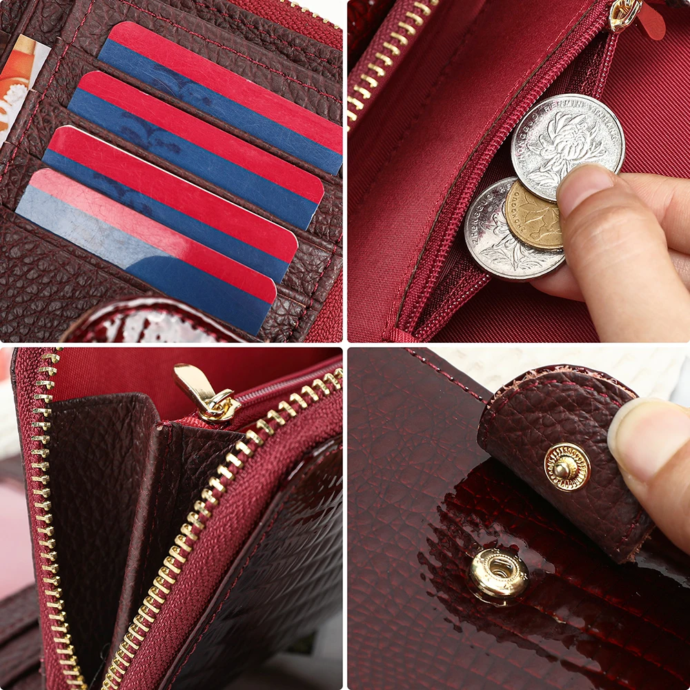 WESTAL random color Women's Wallet Female Wallet Genuine  Leather Purse For Women Crocodile Pattern Design Luxury Brand Lady