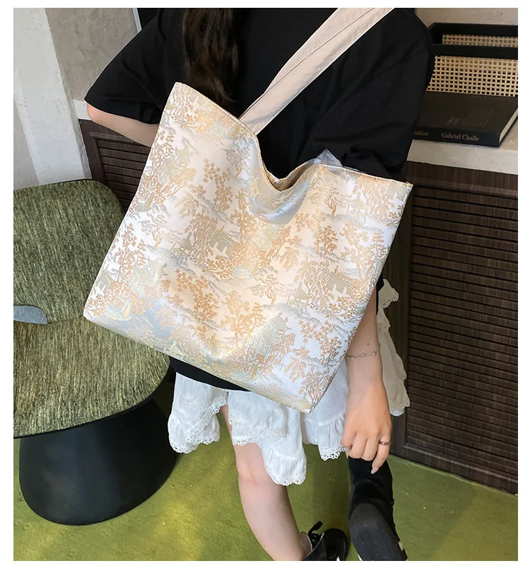 

2026 Trendy New Style Shoulder Bag Chinese Vintage Artistic Canvas Large Capacity Women's Commuter Underarm Handbag
