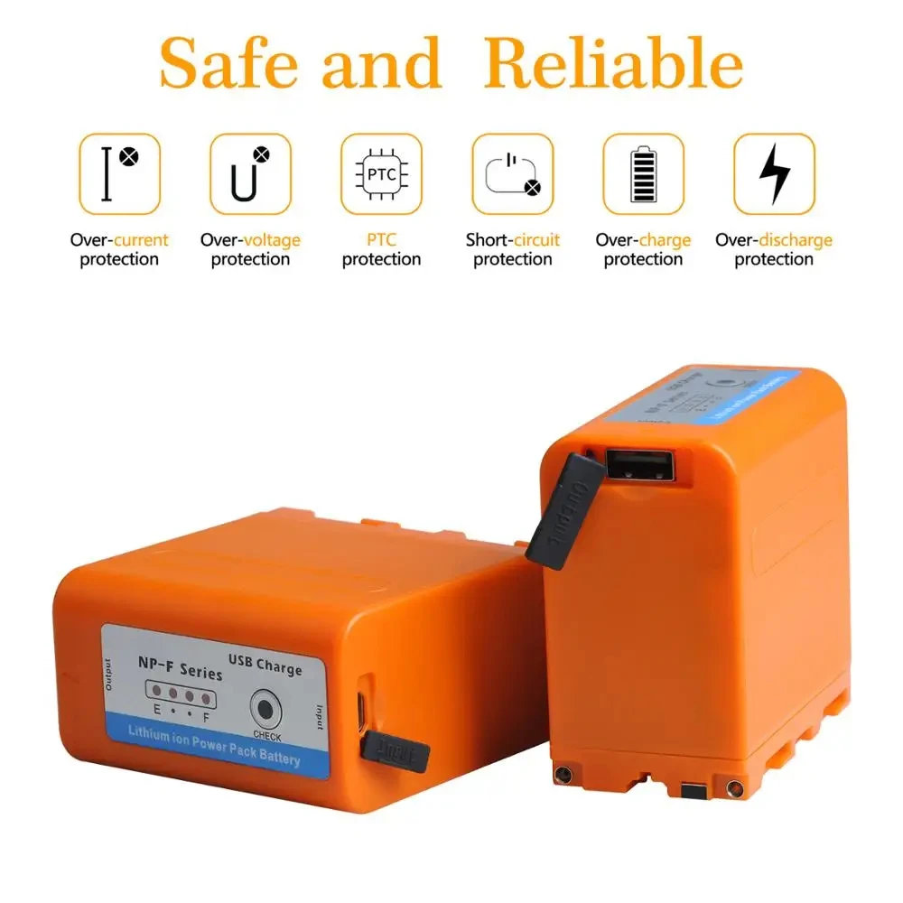 Bateria de saída USB UCB-C Port para Sony, 7800mAh, NP-F980, NP-F970, NP-F960, PLM-100, CCD-TRV35, MVC-FD91, MC1500C