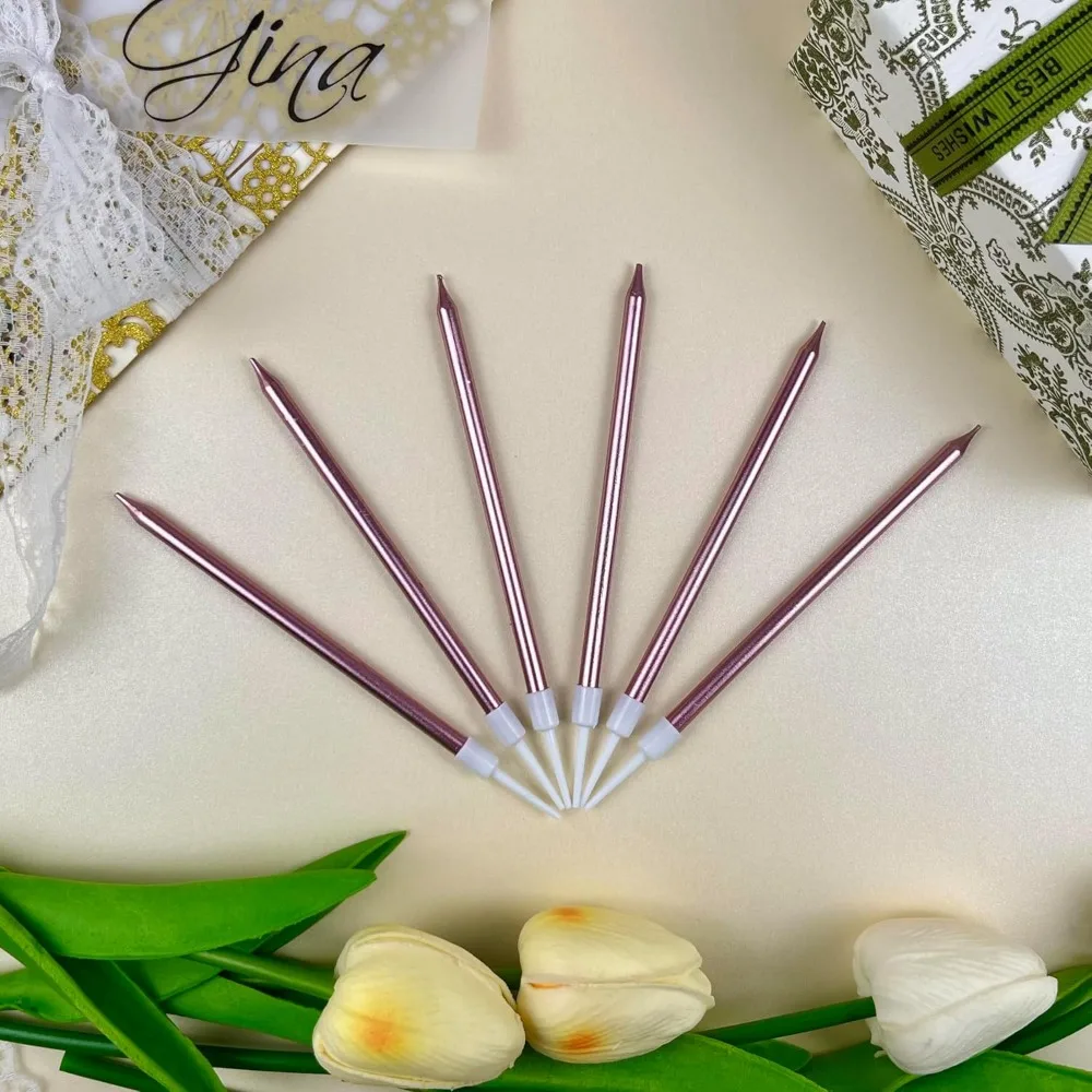Geburtstagskerzen mit Farbverlauf in Blau, 6/24 Stück, metallische Kuchenkerze für Geburtstagsfeier, eisblaue Geburtstagskuchen-Cupcake-Dekorationen – Detail 7