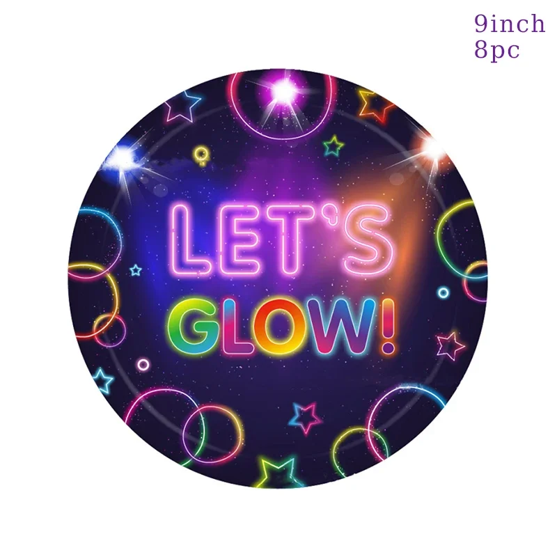 Neon Theme Party Funny Photo Booth Props Let's Glow Party Night Light Fluorescent Party Decoration Happy Birthday Party Supplies