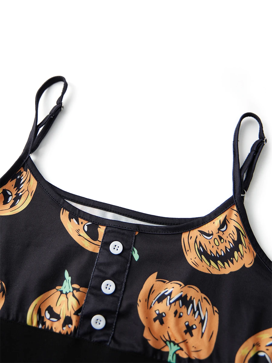 Women Halloween Sleeveless Crop Top and Shorts Set with Scoop Neck and  Fit featuring Black Cat and Pumpkin Print Outfits