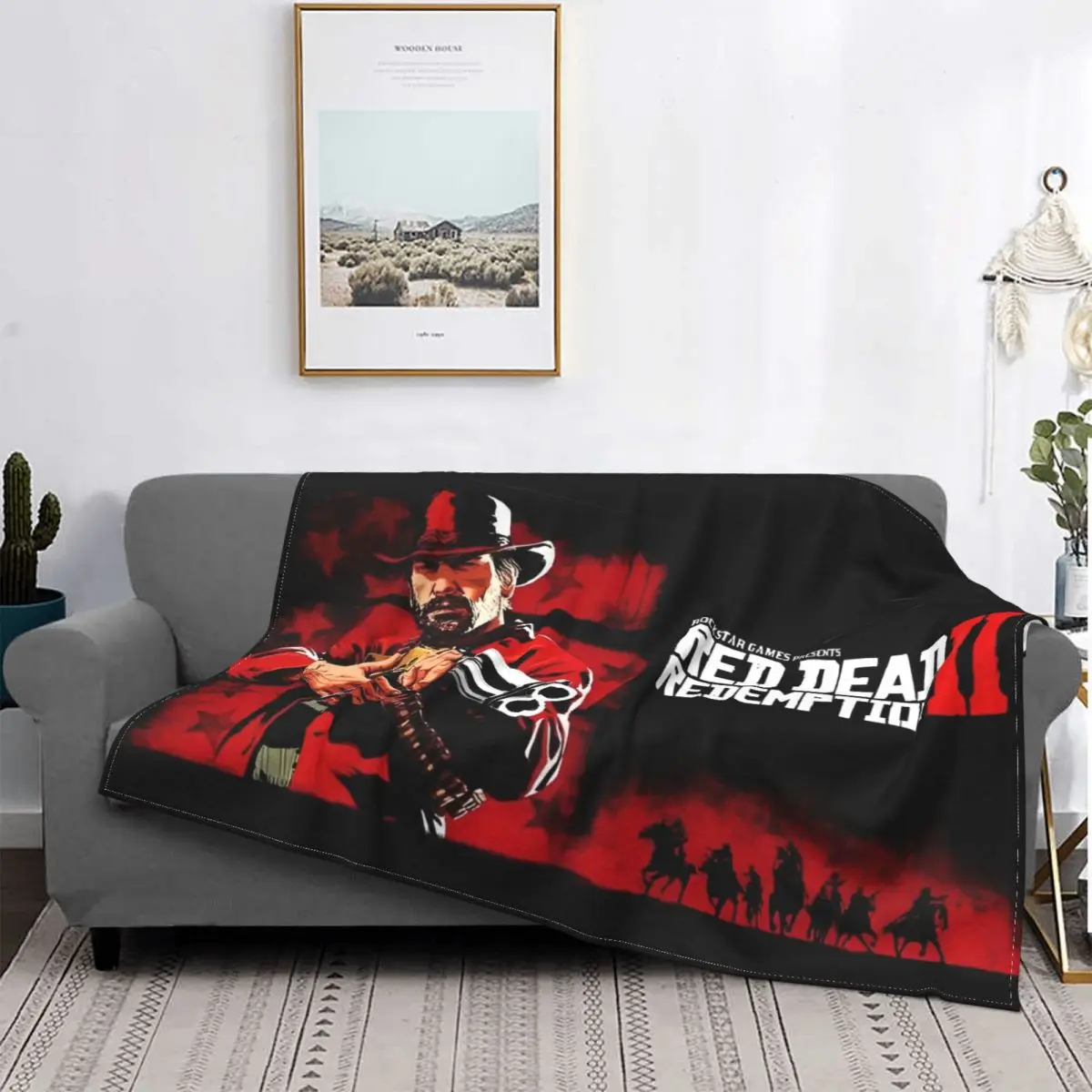 Red Dead Redemptions RDR2 Blankets Velvet Textile Decor West Cowboy Game Multi-function Lightweight Throw Blankets Home Outdoor