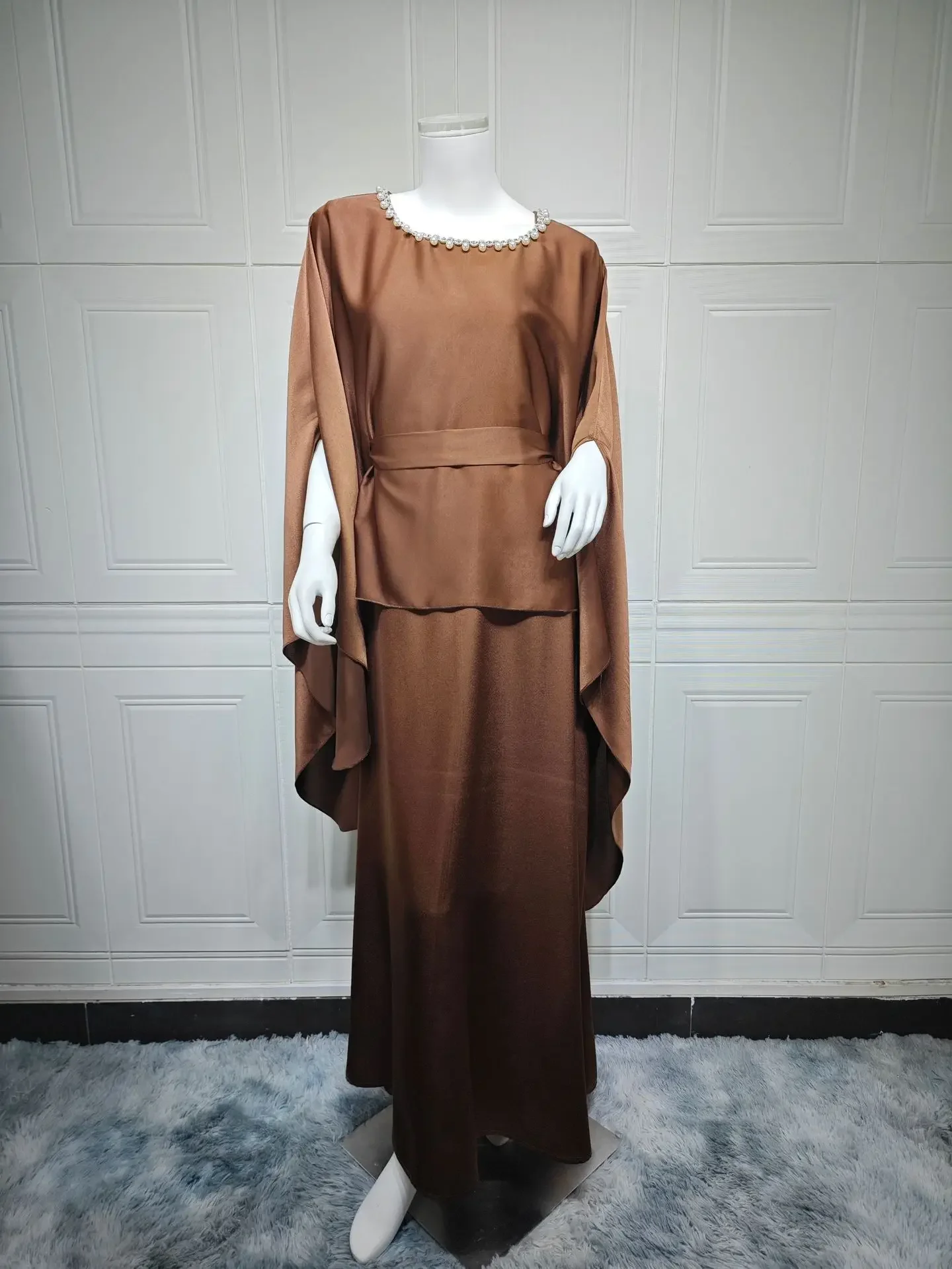 

Мусульманское платье Рамадана, атласная Абая, жемчужные бусины, кафтан, женская исламская одежда, турецкий кафтан, Ид Джеллаба, кафтан, марокканский женский халат