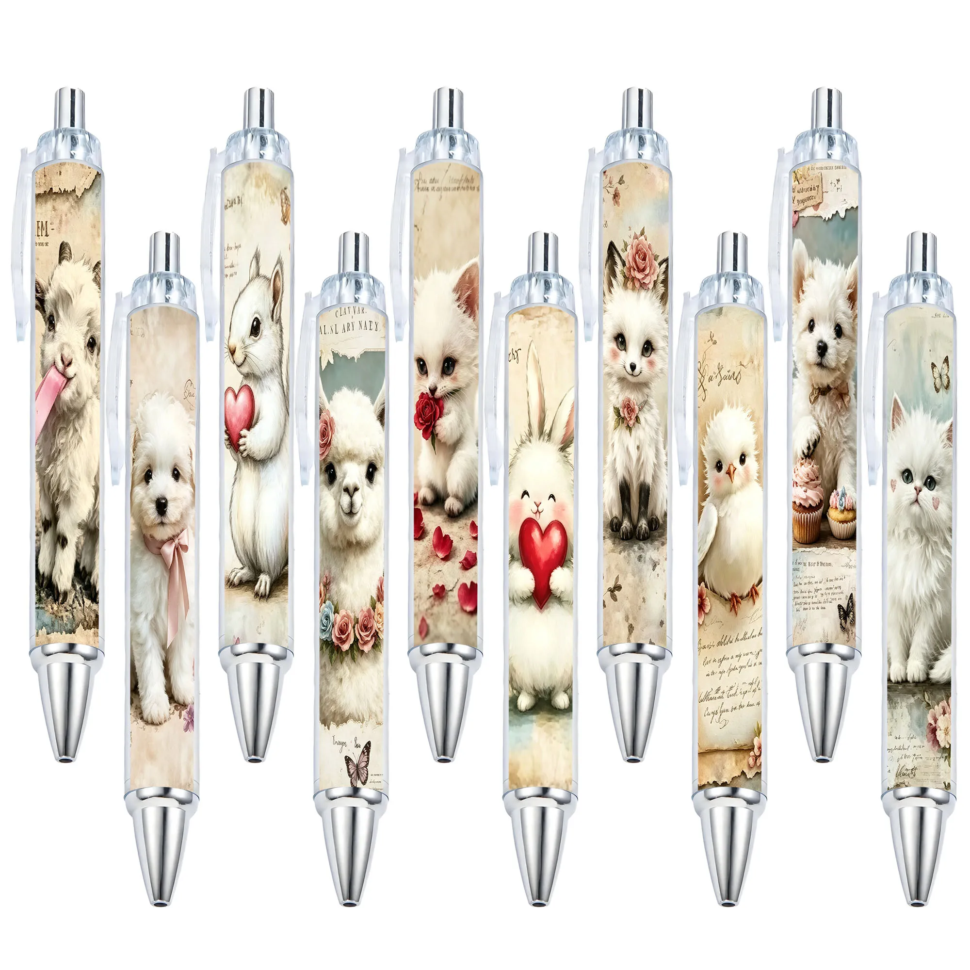 10-canetas-de-papel-com-tema-de-animais-pequenos-e-amor-caneta-neutra-para-escola-caneta-de-presente-para-estudantes-padrao-aleatorio