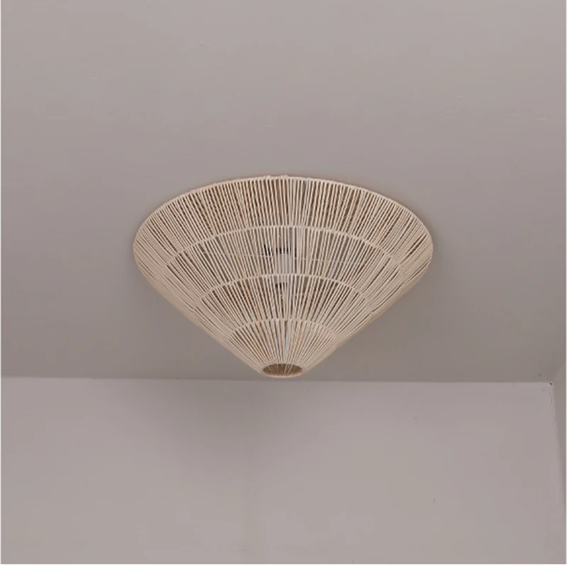 Modern Rattan Ceiling Lamp Minimalist Conical Hanging Ceiling Light for Living Room Bedroom Personality Decoration Room Led Lamp