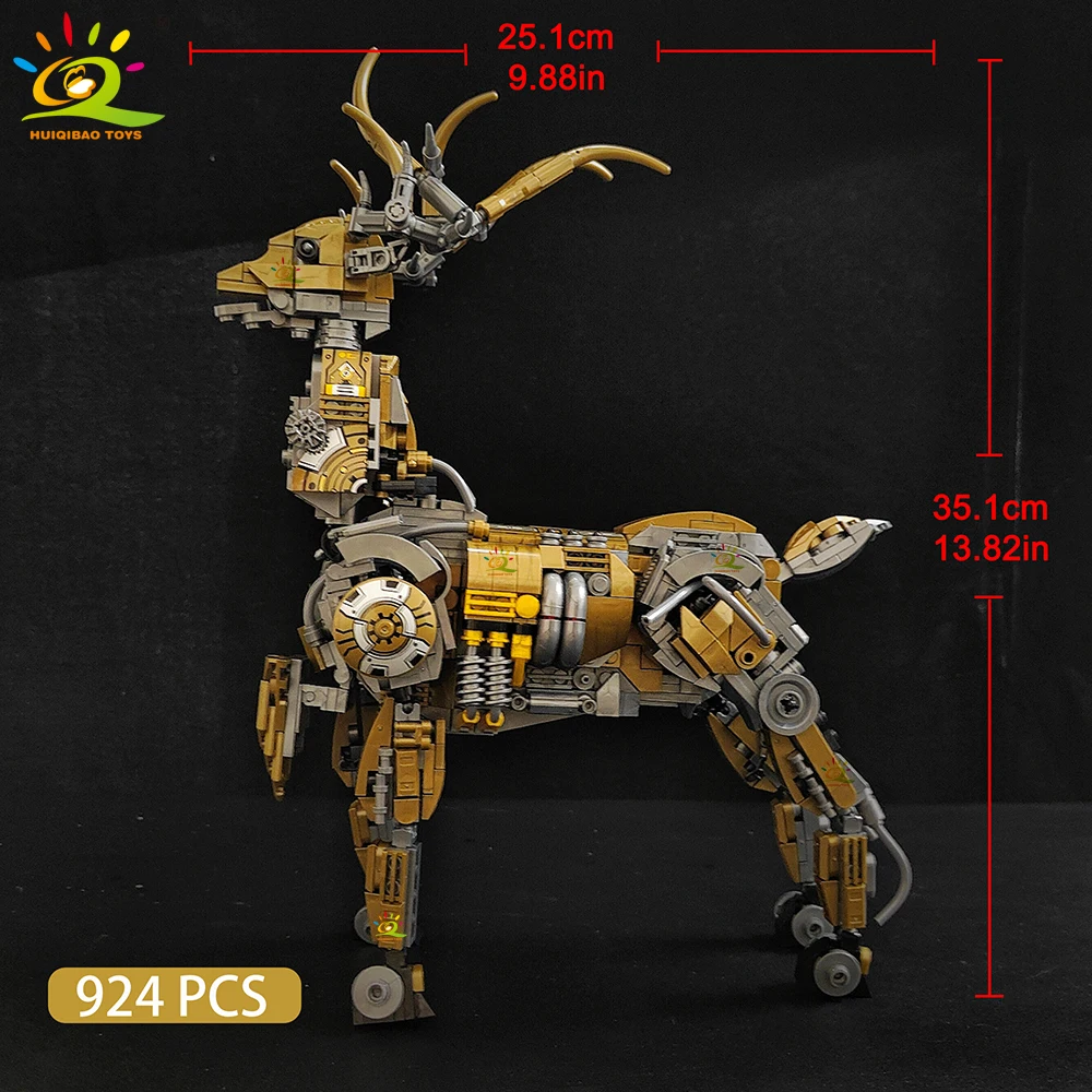 HUIQIBAO 924 sztuk MOC techniczny Model łosia jeleń klocki mechaniczne zestaw klocków ze zwierzętami miasto zabawki konstrukcyjne dla dzieci