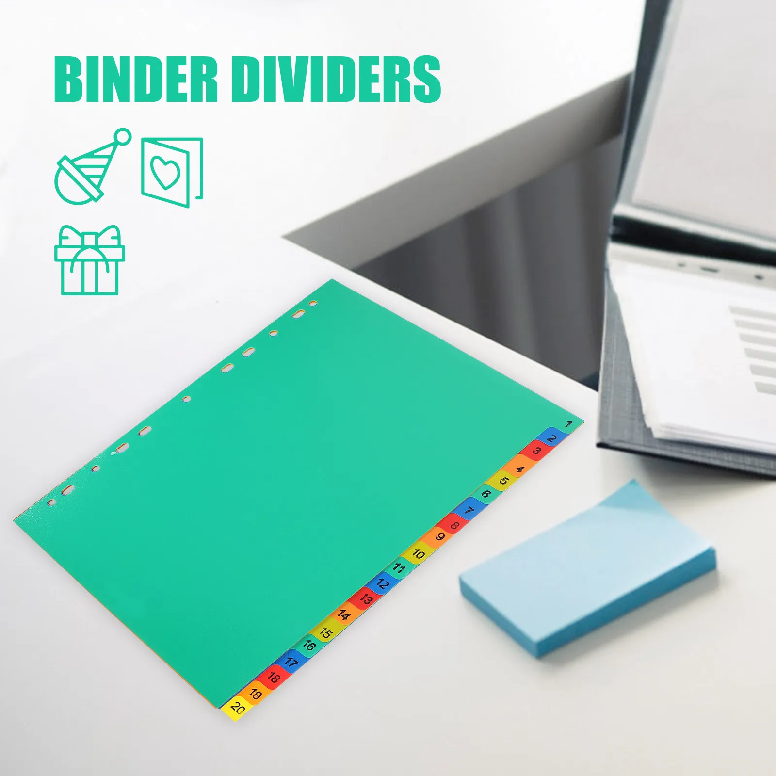 

20Pcs Loose-Leaf Page Markers Plastic Binder Dividers Writable Index Tabs for Notebook Notepad Planner File Organization School