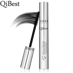 Qibest Silver Tube Waterproof Mascara Make ciglia lunghe e arricciate non vertiginose Mascara nero facile da rimuovere Everlong Lasting