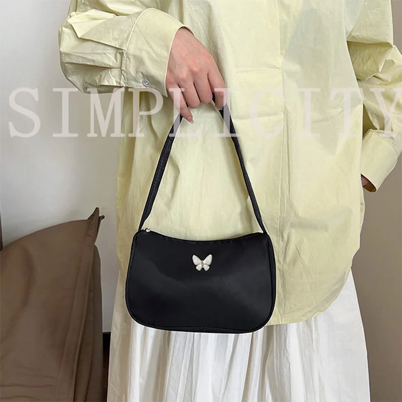 Butterfly Pattern Handle Small Bag Fashion Commuter Shoulder Bag Underarm Bag