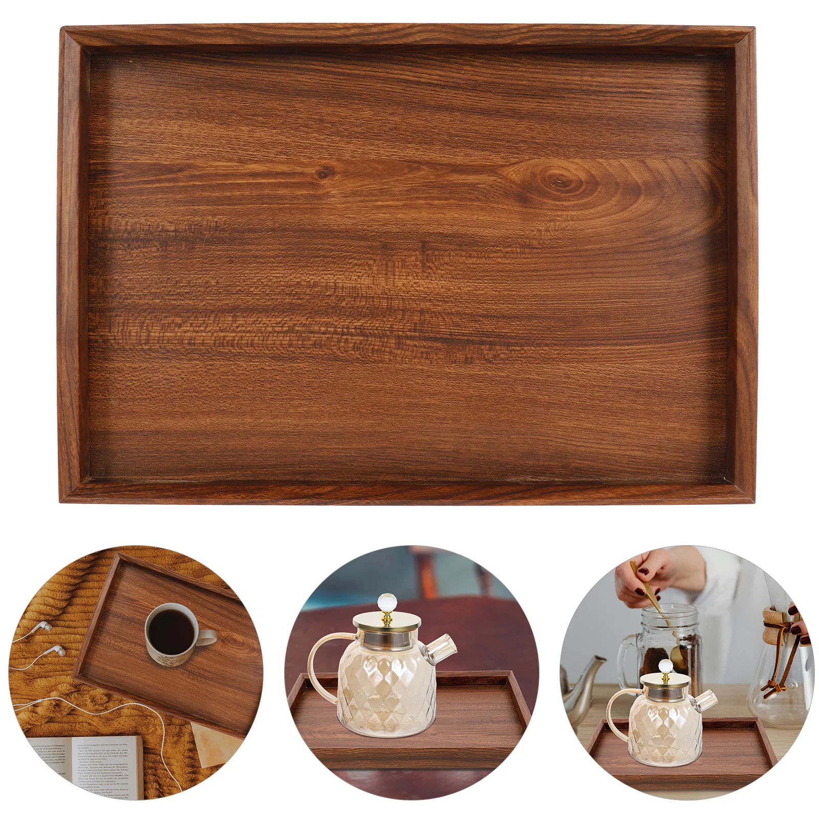 

Деревянное сервировочное прямоугольное блюдо из цельного дерева, чайный журнальный столик, поднос для хранения продуктов, поднос для закусок, поднос для хлеба, домашний декор