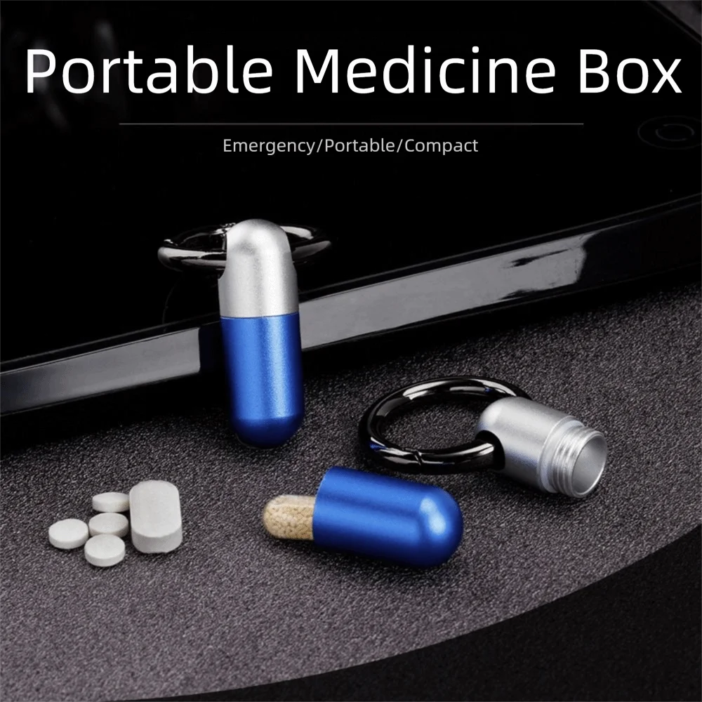 Sealed Design Pure Titanium Pill Box Keyring Attachment Waterproof Keychain Pill Case Moisture-proof Ultra-light Weight