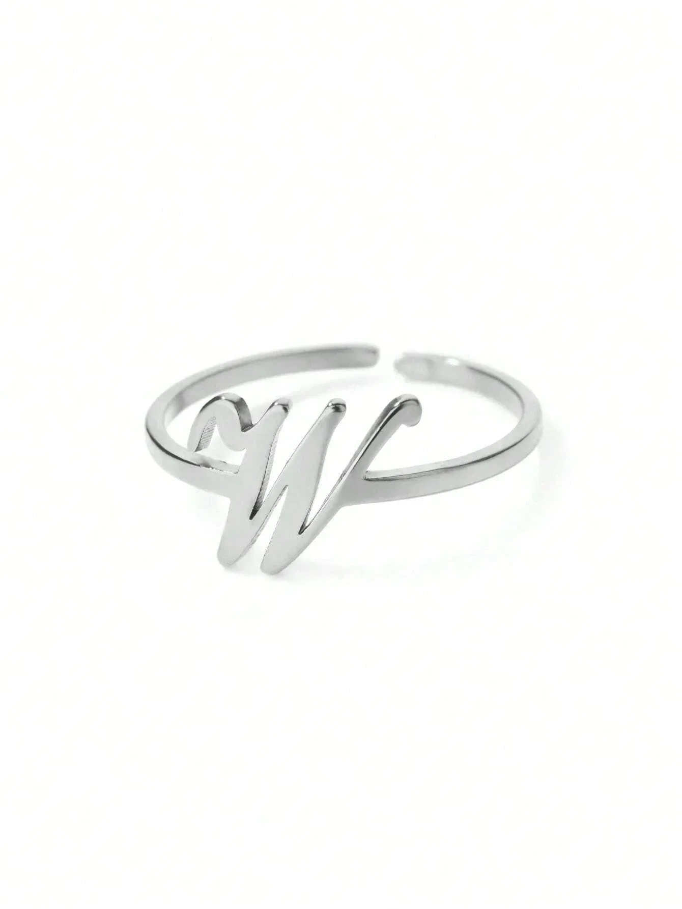 Elegant 18K Gold Plated Stainless Steel Open Initial Ring For Women And Men – Personalized 26 Letter Dainty Fashion Jewelry Gift - Detail 1