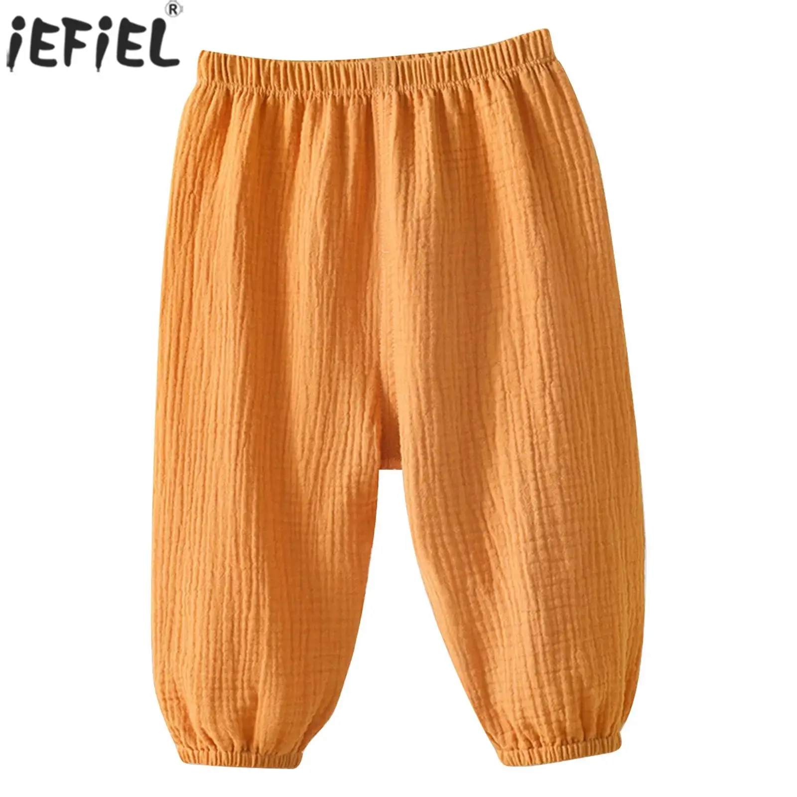 

Хлопковые шаровары для маленьких мальчиков и девочек, повседневные однотонные дышащие шаровары с эластичным поясом, брюки, детская одежда, повседневная одежда