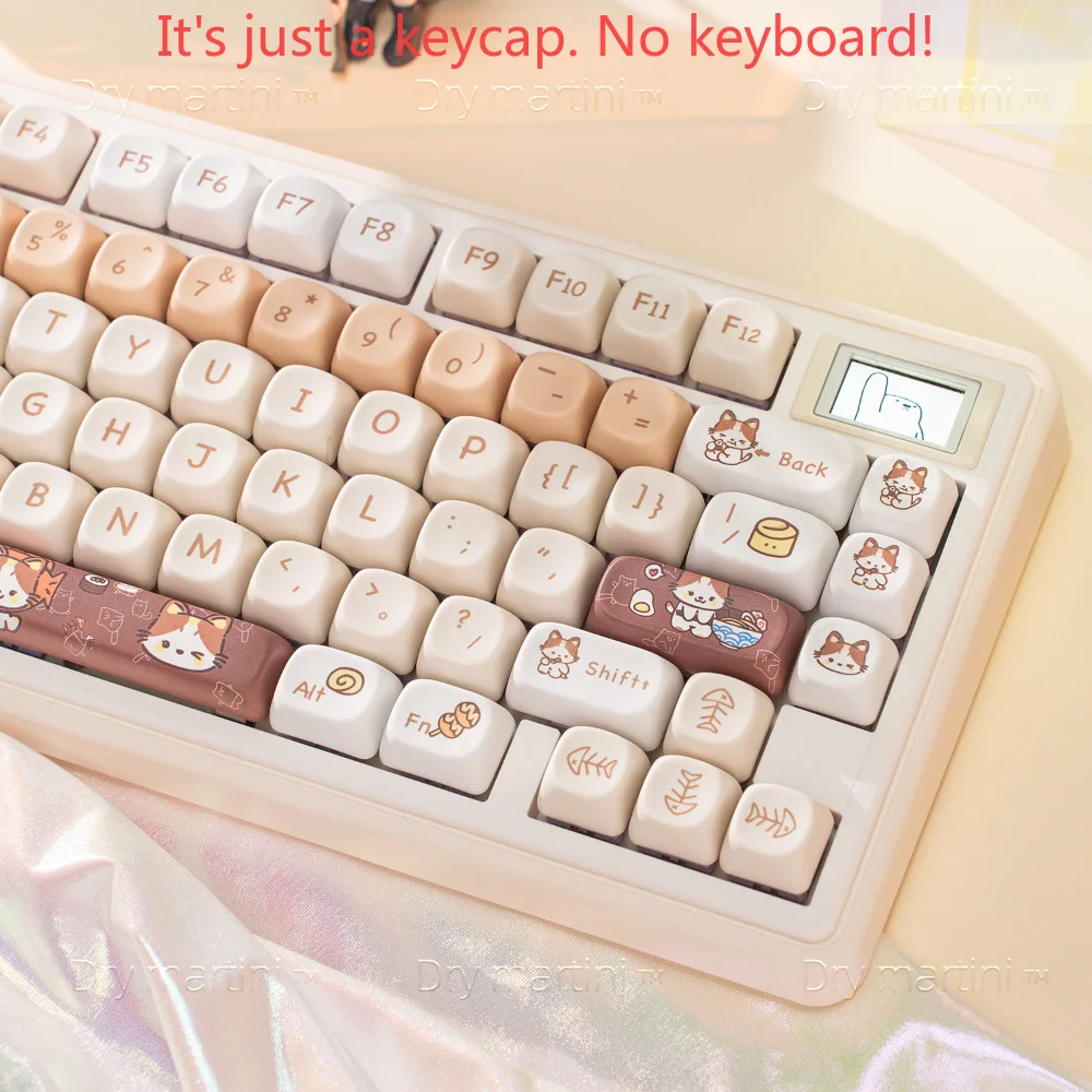 GEFENSI Cute Kitten Rabbit Keycaps 137 Keys Cartoon Animation MOA Keycap Set For Mechanical Keyboard 68/84/87/104 Office Game
