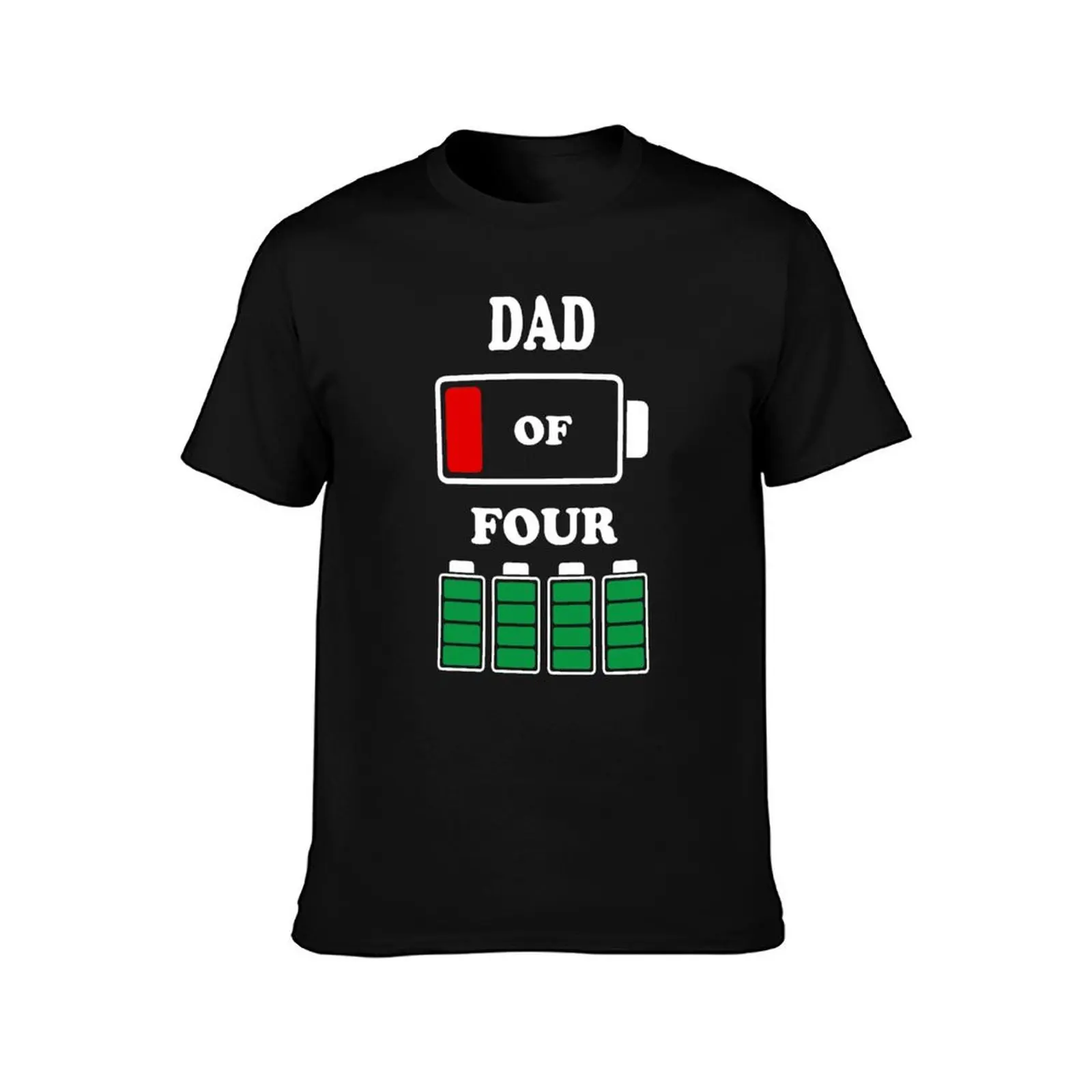 Dad of 4 Kids Funny Battery T-Shirt boys animal print cotton graphic tees mens graphic t-shirts