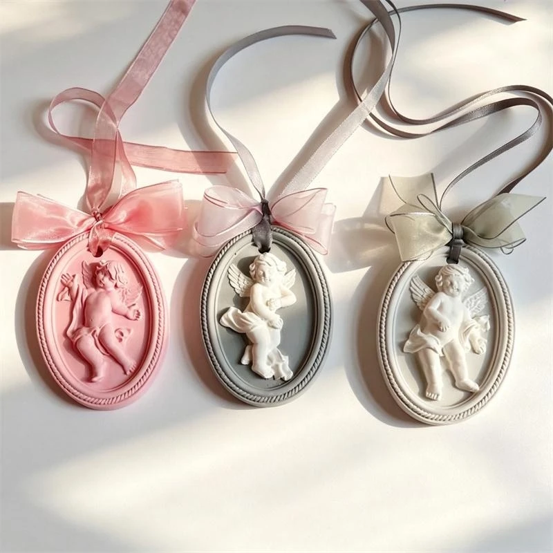 Oval Aroma Wax Tablets Plaster Fragrance Pendant Tags Silicone Molds Angel Baby Home Decor Resin Casting Craft Mould