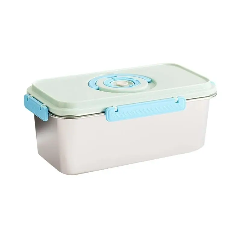 Rectangular 304 Metal Container with Locking Lid for Daily Lunch Carry, Fridge Storage, and Produce Care Use D2RD