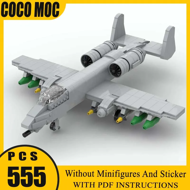 

Строительные блоки самолета Moc A-10 Thunderbolt II, масштаб 1:48, технология, модульные кирпичи, модель, подарки, рождественские игрушки, наборы «сделай сам», сборка