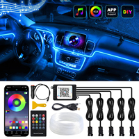 Car Interior Atmosphere Ambient Lights RGB Fiber Optic Lighting Kit with App Music Control Neon Strips LED Auto Decorative Lamps