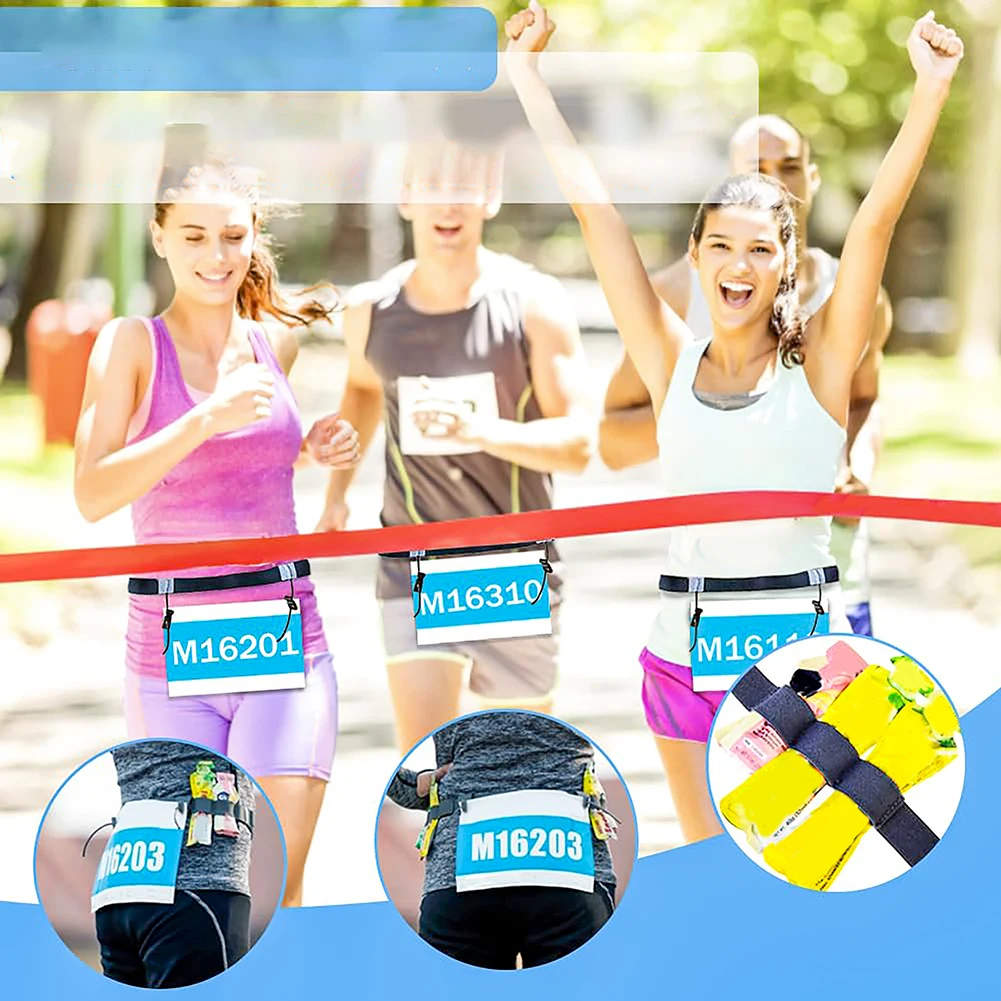 حزام رقم سباق الماراثون مع 6 حلقات حزام خصر للجري في الهواء الطلق حزام سباق الترياتلون لتشغيل الدراجات الماراثون
