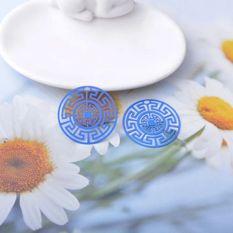 20 Stück AB2429 Messing-Schmuckanhänger, runde, bemalte Anhänger, DIY-Ohrring-Zubehör für Frauen – Detail 8