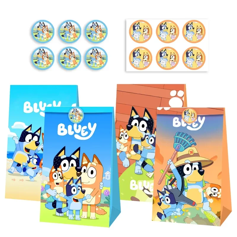 2024 New Anime Surrounding Bluey Creative Cute Candy Gift Bag Birthday Party Candy Popcorn Festival Gift Packaging Paper Bag