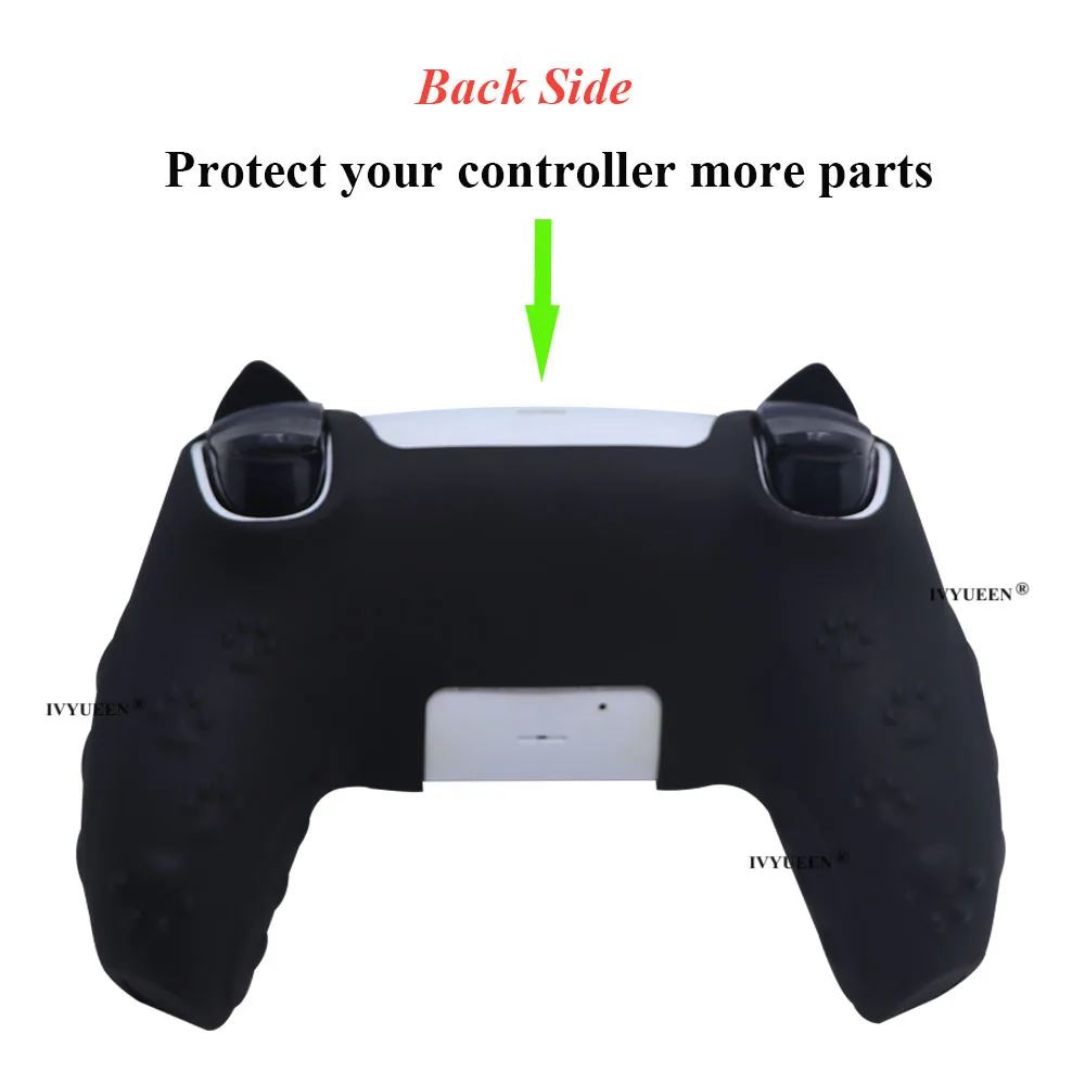 Ivyueen cravejado capa de silicone capa de pele para playstation 5 ps5 pro controlador fino touch pad adesivo para dualsense bonito gato pata