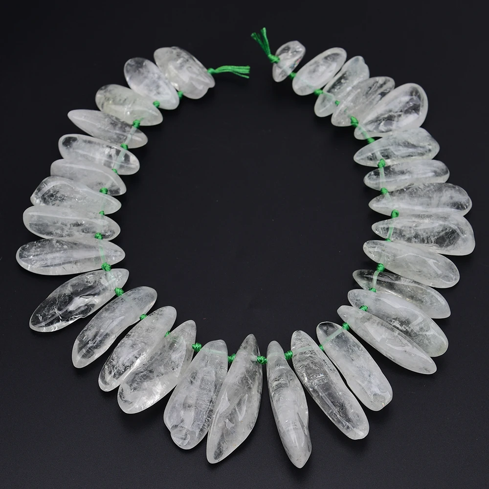 apdgg-large-size-natural-light-green-quartz-crystal-top-drilled-freeform-nugget-loose-pendant-beads-17''-strand-jewelry-diy