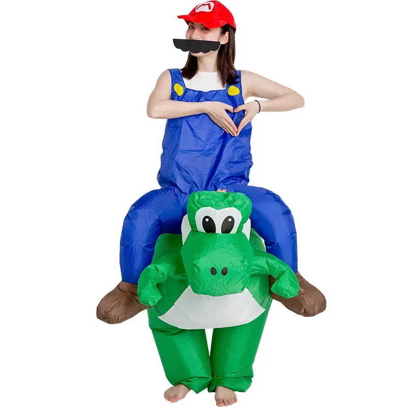 Cartoon Image Riding Dinosaur Dog Rabbit Chick Inflatable Costume Halloween Stage Catwalk Cosplay Masquerade Party Holiday Gift