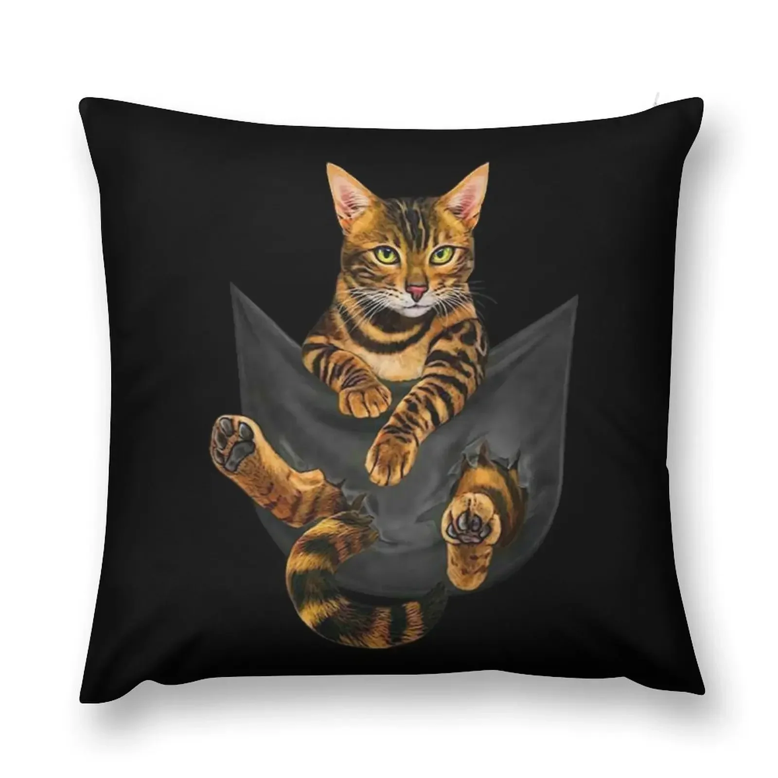 Cat Bengal Inside Pocket Funny Cat Throw Pillow autumn pillowcase Pillows Aesthetic Decorative Cover For Living Room pillow